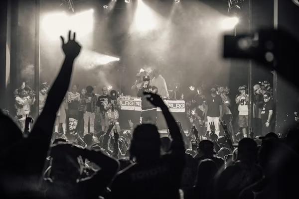 Rapper performing with a microphone